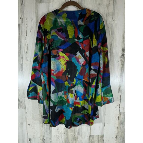 Ali Miles Cardigan Blazer Swing Jacket Size XL Multicolor Abstract Artsy Artist - Picture 3 of 10